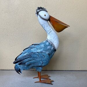Blue and White Pelican Bird Statue